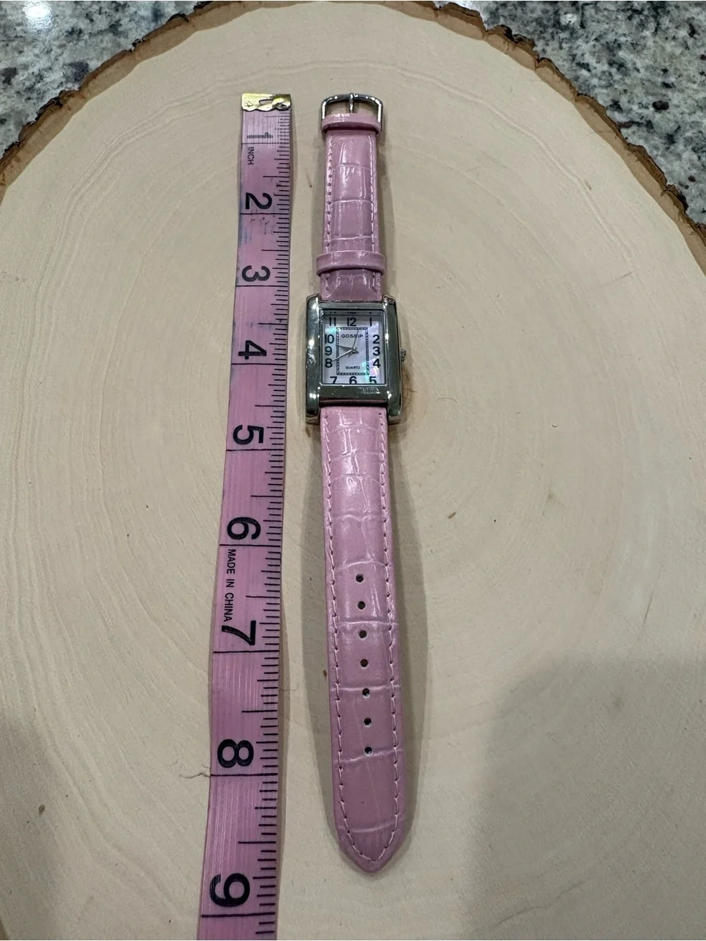 Gossip pink genuine leather wrist watch VGUC will need new battery